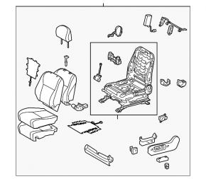 Driver's seat for a Toyota Highlander 2008-2010 without airbags, gray leather