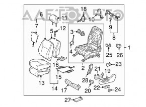 Passenger seat Toyota Highlander 08-10 with airbag, leather gray