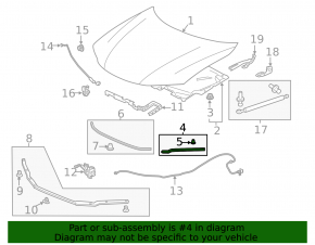 Right hood seal Honda Accord 13-15 2d
