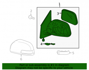 Right side mirror assembly for Toyota RAV4 09-13, 7 pins, for turn signal