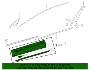 Lower front left door trim for Mercedes X247 GLB 20-26, structure with chrome molding