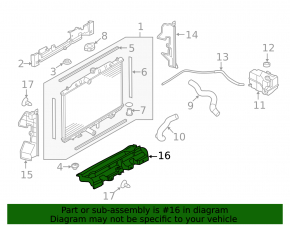 Lower radiator deflector Nissan Rogue 17-20 under the blinds