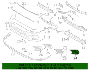 Left front bumper grille for Subaru WRX 18-21 without fog lights, under turn signal