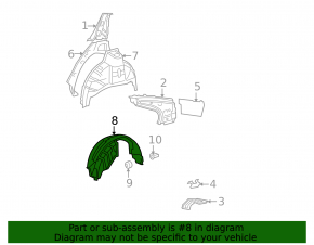Rear left fender liner Lexus ES350 07-12