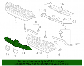 Radiator grill molding central Honda CRV 17-19 broken fasteners