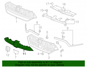 Radiator grill molding central Honda CRV 17-19 broken fasteners