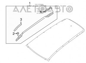 Front left longitudinal roof rail cover for Nissan Rogue 14-20 with 3 fasteners, broken fastener