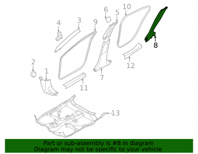 Rear pillar trim lower left Nissan Sentra 20-24 black