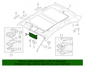 Left sun visor for Hyundai Sonata 11-15, dark gray, without hook