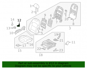 Kia Niro 17-22 HEV, PHEV passenger seat backrest adjustment knob, gray