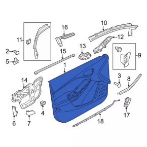 Door trim card rear left Ford Focus mk3 11-18 gray with black insert
