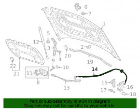 Hood lock release cable rear part VW Atlas 18-20 prerest
