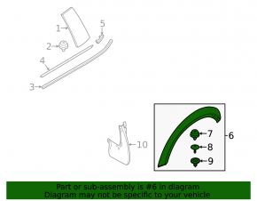 Rear left wing arch trim Mini Cooper F56 3d 14- black