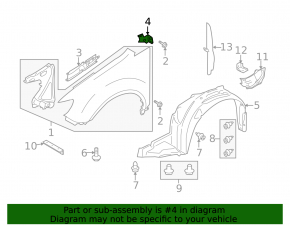 Subaru Tribeca B10 08-14 Upper Front Right Rear Fender Bracket
