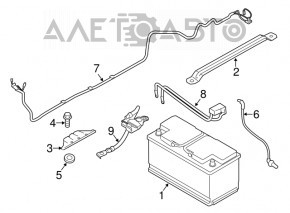 Power cable for battery BMW 3 F30 12-18 through the whole body