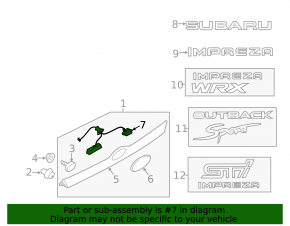Subaru Impreza WRX GH 08-14 5d trunk release button without rubber