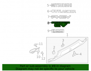 Emblem inscription Plug-in hybrid EV Mitsubishi Outlander 18-22 PHEV