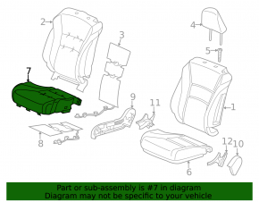 Honda Accord 13-17 passenger seat cushion upholstery, beige leather with perforation, heated, worn, cracked, dry cleanable