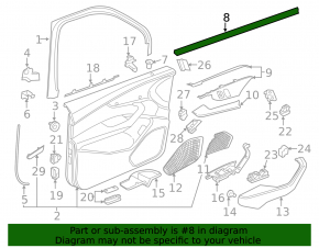 Glass seal inside front left door Audi A4 B9 17-25