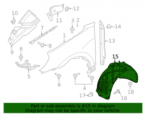 Front left fender liner for Porsche Cayenne 958 11-14