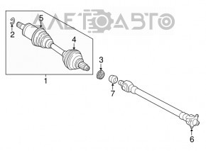 Front right half shaft drive BMW X5 F15 14-18 N55, N57, plug-in AWD 1011 mm, inner CV joint play, torn boot