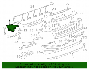 Rear bumper mount left VW Touareg 11-14