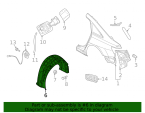 Rear left fender liner for Audi A6 allroad 19-25