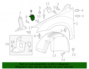 Left center wing bracket VW Golf 15-21