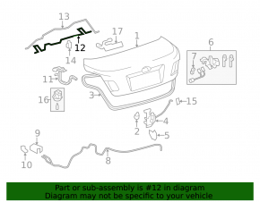 Right trunk lid hinge torsion bar for Toyota Camry v40