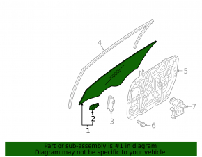 Front left door glass Hyundai Sonata 15-19