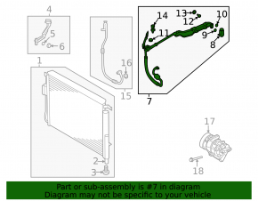 Kia Sorento 21-25 HEV air conditioner compressor-heater-condenser hose