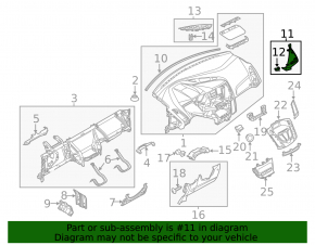 Side dashboard trim left Ford Focus mk3 15-18 gray