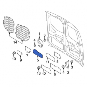 Right tailgate trim Ford Transit Connect MK2 13-23 25 cargo