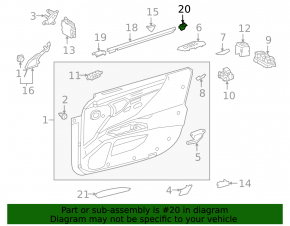 Plug for the inner seal of the front right door glass of Lexus ES 19-26 rear