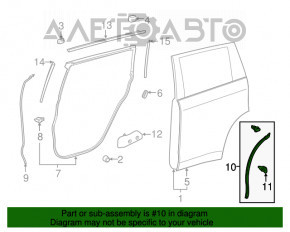 Rear left door seal Toyota Highlander 14-19 rear