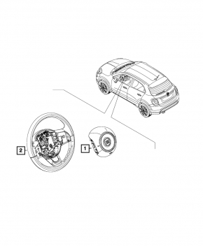 Airbag in the steering wheel driver's Fiat 500X 16-18 pre-rest shot