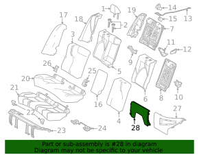 Pad under seat central Toyota Camry v70 18-20 hybrid XLE, black