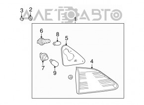 Light inside trunk lid right Lexus RX350 13-15 rest