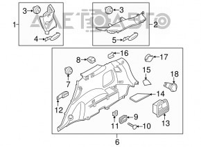 Rear pillar trim left rear Kia Sorento 16-18 gray
