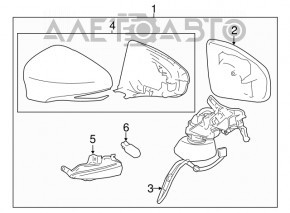 Side mirror left Lexus CT200h 11-17 7 pins, turn signal, red