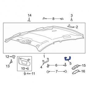Rear right ceiling handle for Ford Fusion mk5 13-16 gray