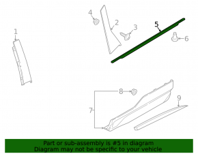 Door-glass molding, center rear right, Ford Edge 15-24 chrome