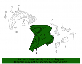 Quarter wing rear left Honda Clarity 18-21 usa on body, graphite, dented