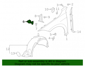 Upper front right wing bracket VW Jetta 19-