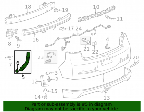 Rear bumper mount left Chevrolet Volt 11-15 missing fragment, mount broken