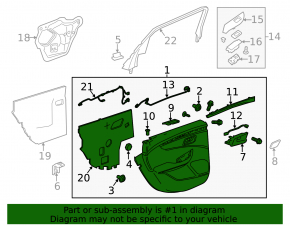 Door trim card rear left Chevrolet Impala 14-20