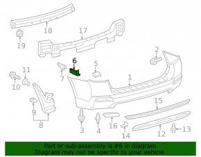 Rear bumper mount, center left, Toyota Highlander 2008-2013