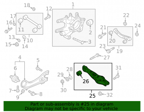 Lower control arm under spring rear left Kia Sorento 10-15 AWD