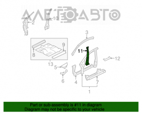 Honda Civic 4D 06-09 green right center pillar