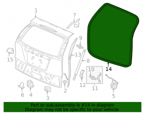 Rubber seal for the tailgate of a Honda CRV 12-16